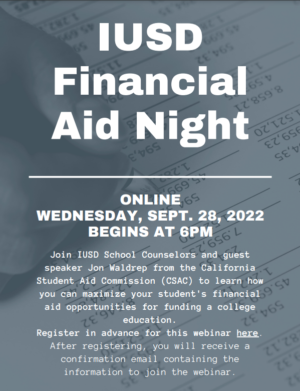 IUSD Financial Aid Flyer