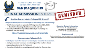 Senior Transcript Reminder