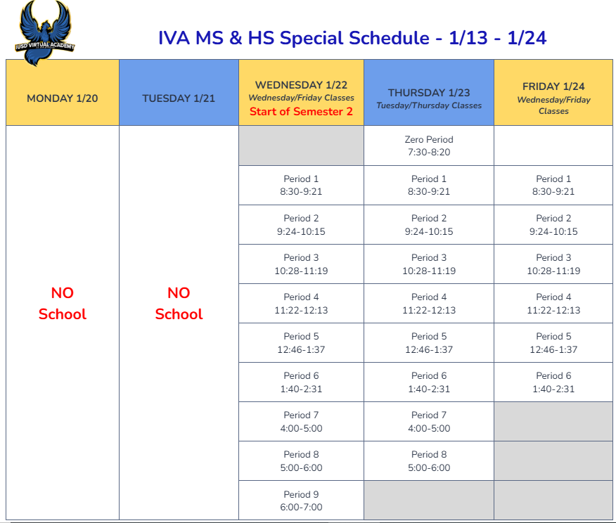 Week 2 Schedule