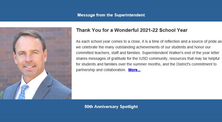 Message from the superintendent